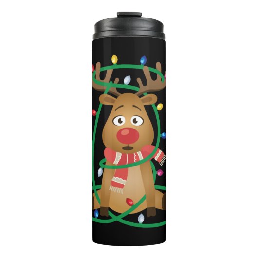 Rudolph met kerstlichten thermosbeker (Voorkant)