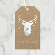 Rudolph met Ornaments Silver Foil Gift Labels