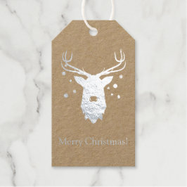 Rudolph met Ornaments Silver Foil Gift Labels