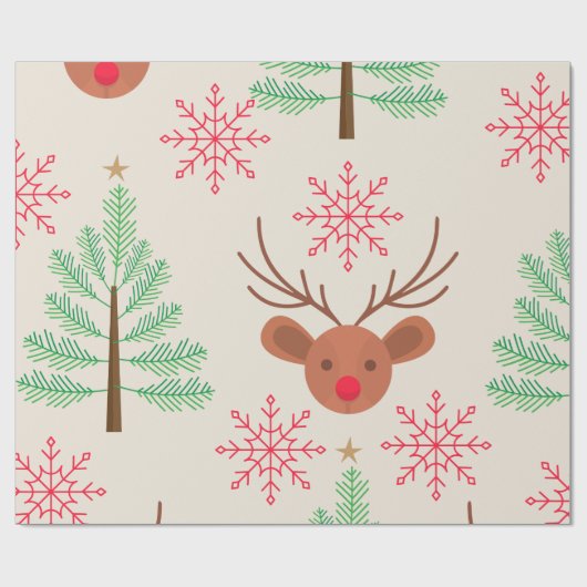 Rudolph modern Kerstfeest Cadeaupapier (Vlak)