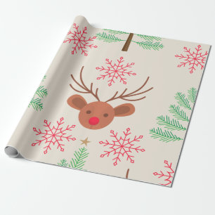 Rudolph modern Kerstfeest Cadeaupapier