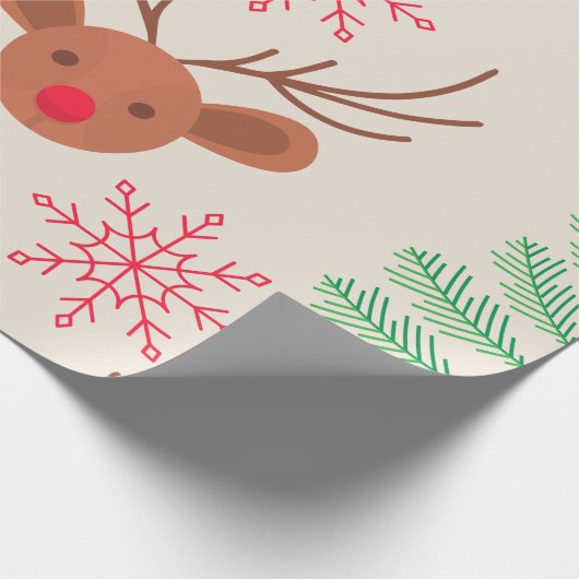 Rudolph modern Kerstfeest Cadeaupapier (Hoek)