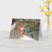 “Rudolph Onder de Boom" Kerstkaart Kaart (Gele Bloem)