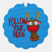 Rudolph Ornament, volg je neus Ornament Kaart (Voorkant)