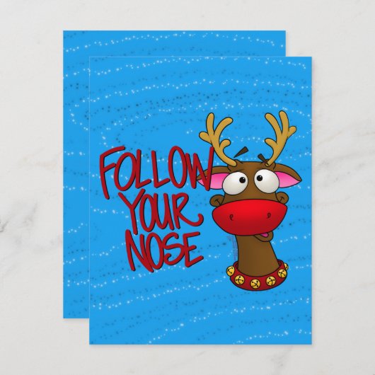 Rudolph, Papieren Sierkaart Feestdagenkaart (Voorkant / Achterkant)