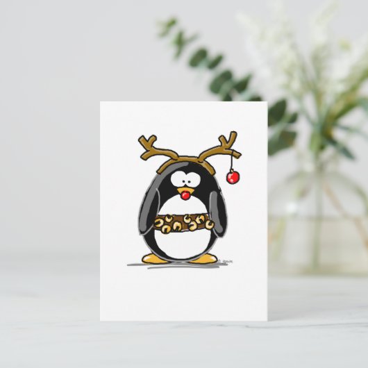 Rudolph penguin briefkaart (Staand voorkant)