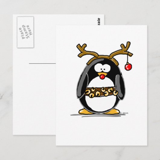 Rudolph penguin briefkaart (Voorkant / Achterkant)