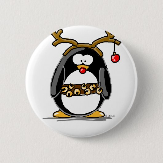 Rudolph penguin ronde button 5,7 cm (Voorkant)