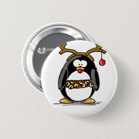 Rudolph penguin ronde button 5,7 cm (Voorkant /achterkant)
