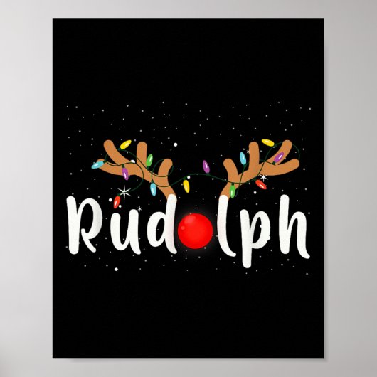 Rudolph Red Nose Funny Kids Reindeer Christmas Lig Poster (Voorkant)