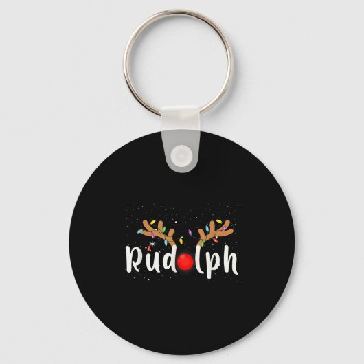 Rudolph Red Nose Funny Kids Reindeer Christmas Lig Sleutelhanger (Voorkant)