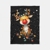 Rudolph Red Nose Kerstman's Rendier Kerstmis Fleece Deken (Voorkant)