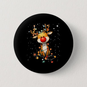 Rudolph Red Nose Kerstman's Rendier Kerstmis Ronde Button 5,7 Cm