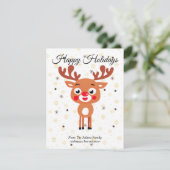 Rudolph Red Nose Reindeer Flat Holiday Kaart (Staand voorkant)