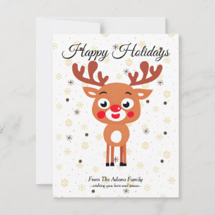Rudolph Red Nose Reindeer Flat Holiday Kaart