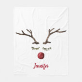 Rudolph Red Nose Reindeer Fleece Deken (Voorkant)