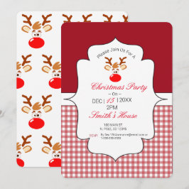 Rudolph Red Nose Reindeer Invitation Kaart