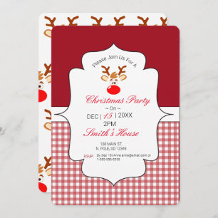 Rudolph Red Nose Reindeer Invitation Kaart