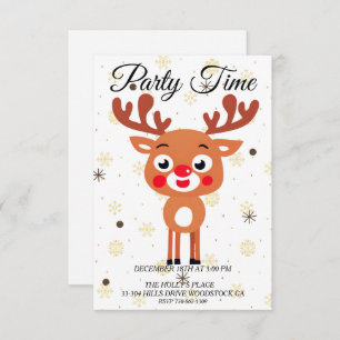 Rudolph Red Nose Reindeer Invitation Kaart