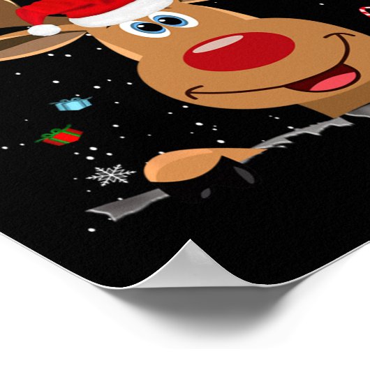 Rudolph Red Nose Reindeer Santa Kerstmis Poster (Hoek)