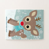 Rudolph Red Nose Reindeer Snowflake Kinder Kerstmi Legpuzzel (Horizontaal)