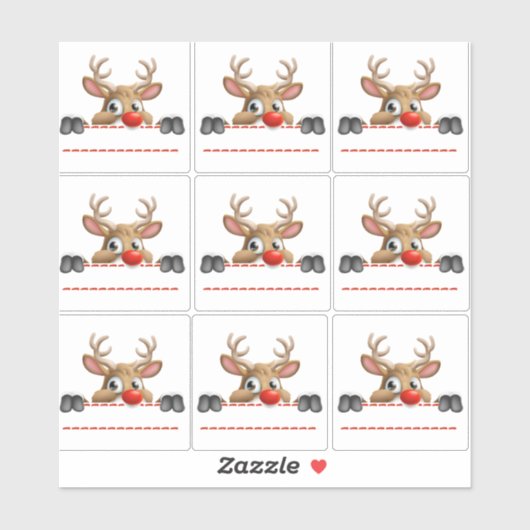Rudolph Red Nose Reindeer Sticker labels (Vel)