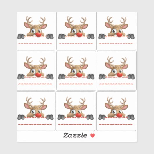 Rudolph Red Nose Reindeer Sticker labels (Vel)