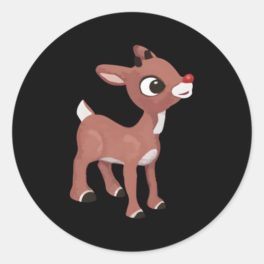 Rudolph Red Nosed Rendier Pyjama Ronde Sticker (Voorkant)