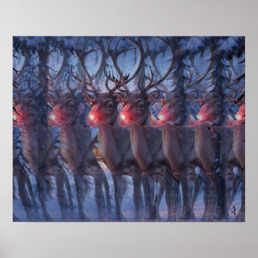 Rudolph Reindeer 3D Stereogram Christmas Scene  Poster (Voorkant)