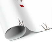 Rudolph Reindeer Antlers Red Nose Shiny Holiday Cadeaupapier (Rol Hoek)