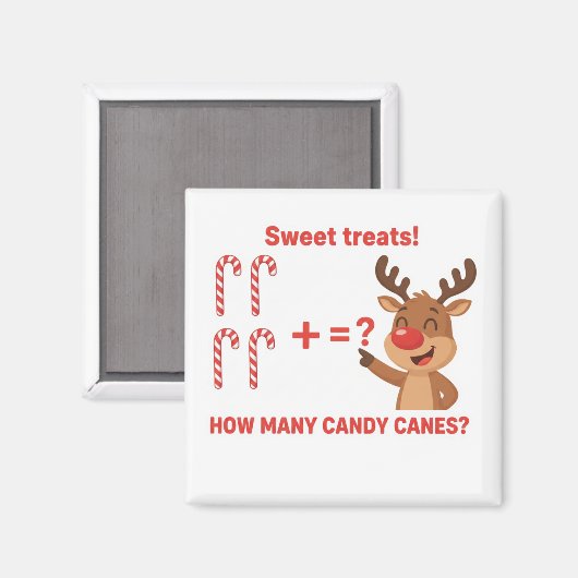 Rudolph Reindeer Candy Cane Math Addition Game Mag Magneet (Voorkant / Achterkant)