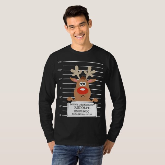 Rudolph Reindeer Crimineel Kerstfeest T-shirt (Voorkant volledig)
