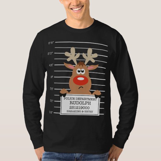 Rudolph Reindeer Crimineel Kerstfeest T-shirt (Voorkant)