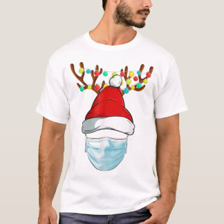 Rudolph Reindeer Draag Face Mask Christma T-shirt