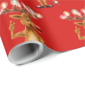 Rudolph Reindeer en kerstverlichting. Cadeaupapier (Rol Hoek)