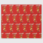 Rudolph Reindeer en kerstverlichting. Cadeaupapier (Vlak)