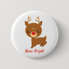 Rudolph Reindeer Kerstmis Ronde Button 5,7 Cm
