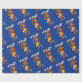 Rudolph Reindeer kerstverlichting. Blauw Cadeaupapier (Vlak)