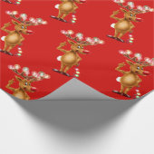 Rudolph Reindeer & kerstverlichting.Glossy gift Cadeaupapier (Hoek)