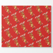Rudolph Reindeer & kerstverlichting.Glossy gift Cadeaupapier (Vlak)