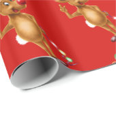 Rudolph Reindeer & kerstverlichting.Glossy gift Cadeaupapier (Rol Hoek)