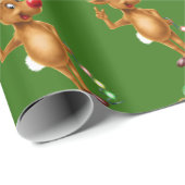 Rudolph Reindeer Kerstverlichting. Groen Cadeaupapier (Rol Hoek)