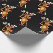 Rudolph Reindeer Kerstverlichting. Zwart Cadeaupapier (Hoek)