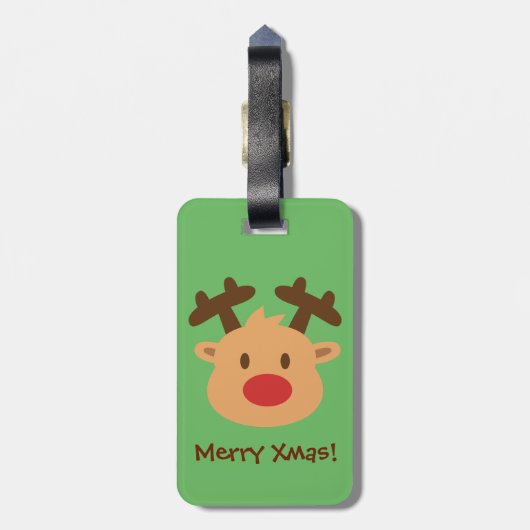 Rudolph Reindeer Kinder Bagagelabel (Achterkant verticaal)