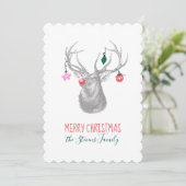 Rudolph Reindeer Merry-kerstfeestkaart Feestdagenkaart (Staand voorkant)