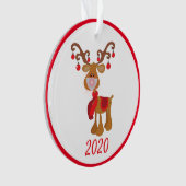 Rudolph Reindeer met Face mask 2020 Quarantine Ornament (voorkant)