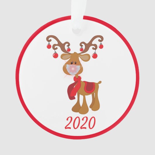 Rudolph Reindeer met Face mask 2020 Quarantine Ornament (voorkant)