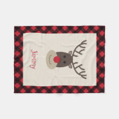 Rudolph Reindeer Personalized Fleece Blanket Deken (Voorkant (Horizontaal))