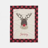 Rudolph Reindeer Personalized Fleece Blanket Deken (Voorkant)