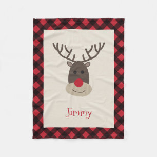 Rudolph Reindeer Personated Fleece Blanket Deken